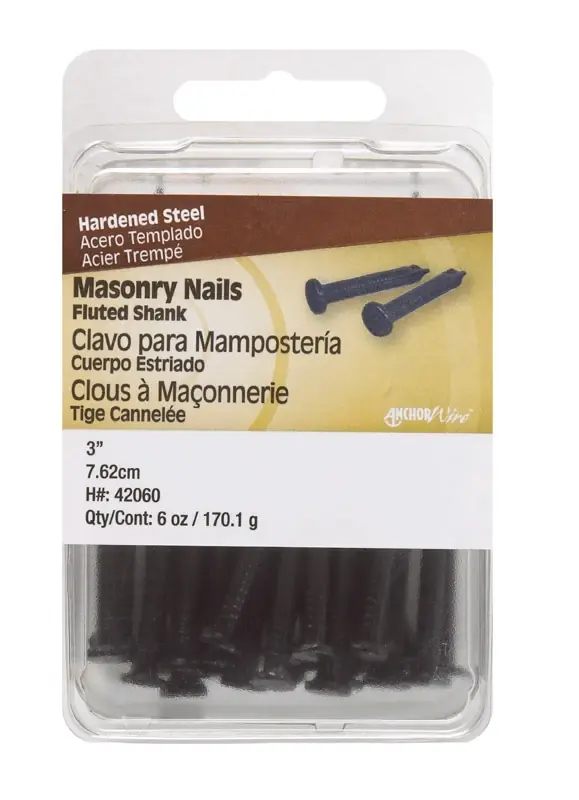Anchor Wire 3 In. Masonry Bright Hardened Steel Nail Flat Head 6 Oz