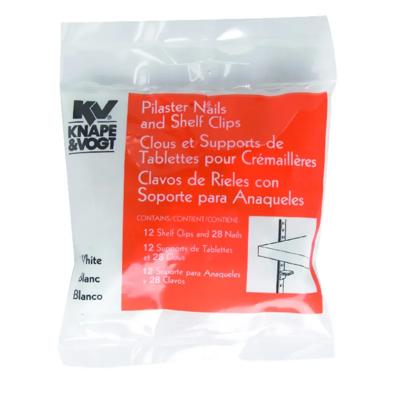 White Steel Pilaster Nails And Shelf Clips 23 Ga. 25 Lb