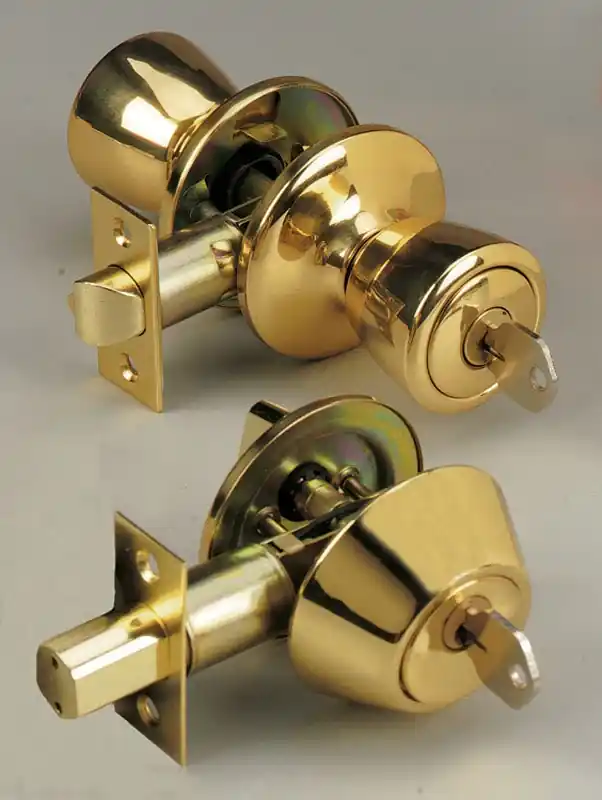 Polished Brass Knob And Deadbolt Set 1-3/4 In. Ansi Grade 3