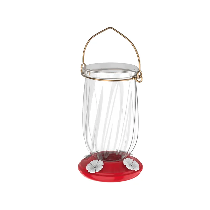 Tulip Hummingbird Feeder, Red-white, 4 Ports, 22-oz.