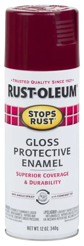 Stops Rust Spray Paint, Gloss, Burgundy, 12-oz.