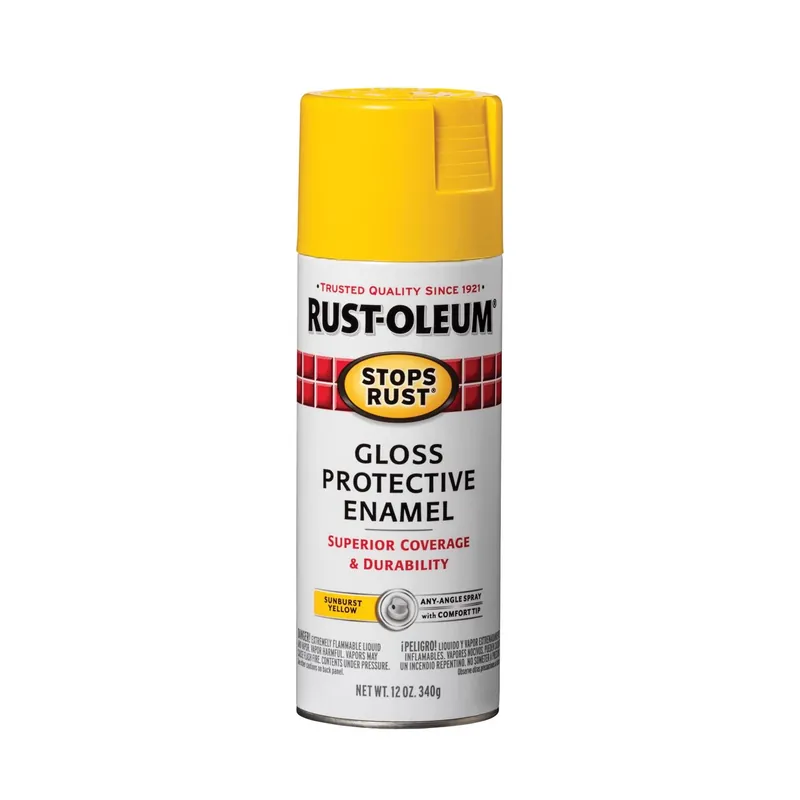 Stops Rust Spray Enamel, Sunburst Yellow Gloss, 12-oz.
