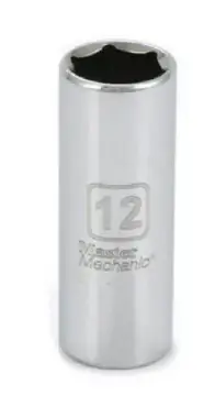 12 Mm X 3/8 In. Drive Metric 6 Point Deep Socket - Chrome Vanadium Steel