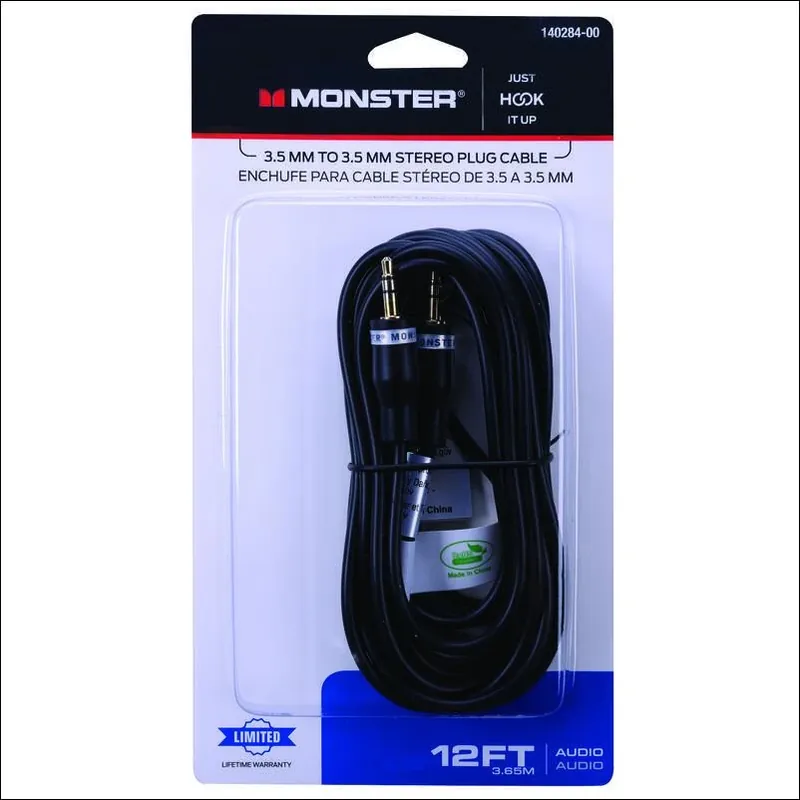 Monster Just Hook It Up 12 Ft. L Stereo Plug Cable Awg