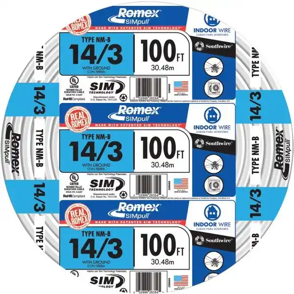 Romex Simpull Nm-b 14/3 Indoor Electrical Wire With Ground - 250 Feet
