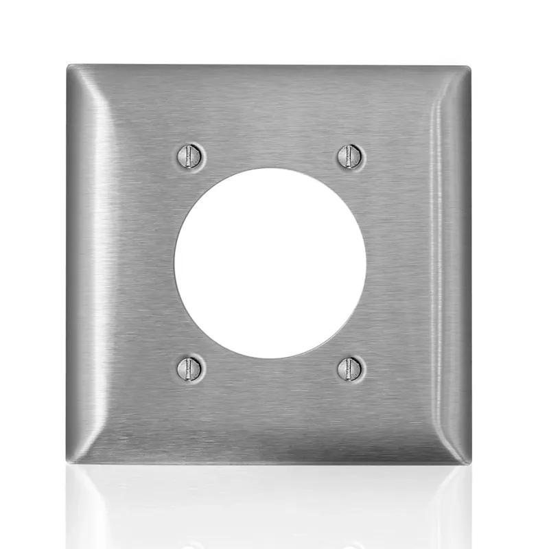 C-series Stainless Steel Silver 2 Gang Metal Single Outlet Wall Plate 1 Pk