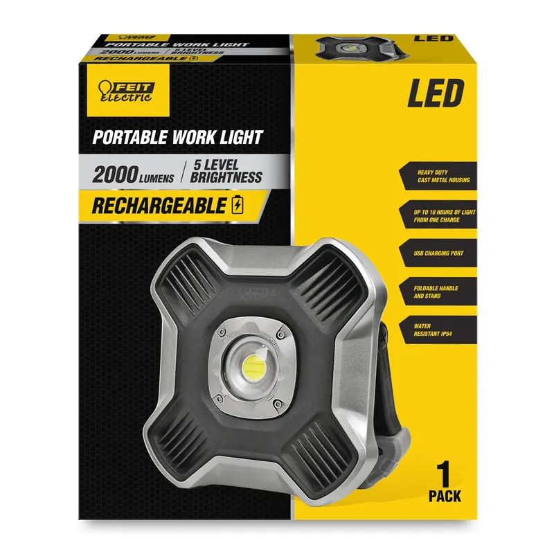 2000 Lumen Led Rechargeable Portable Work Light With Usb Power Bank