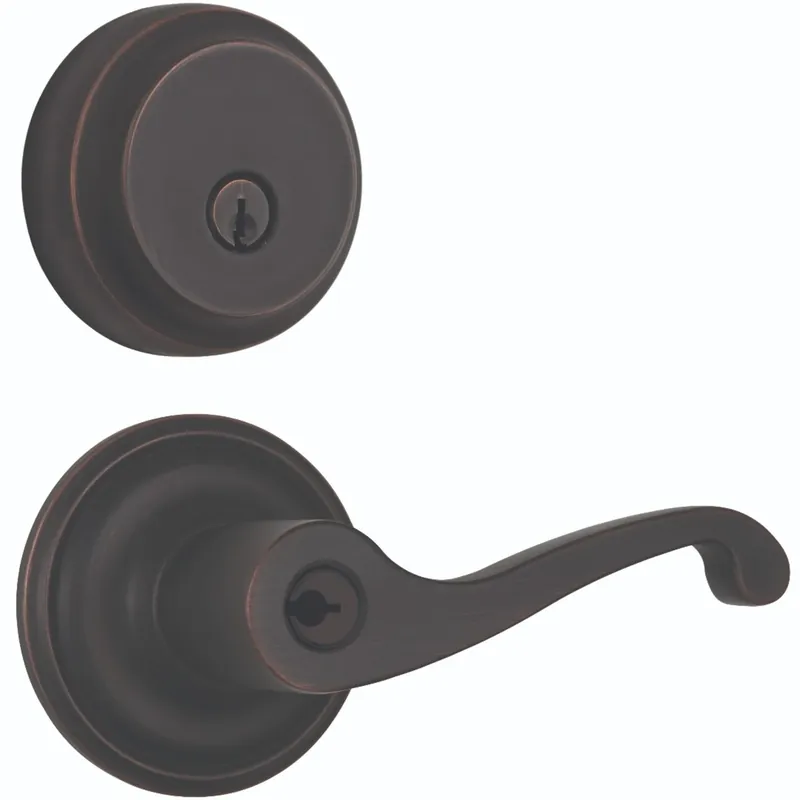Push Pull Rotate Glenshaw Oil Rubbed Bronze Entry Lever And Deadbolt Set 1.75 In.