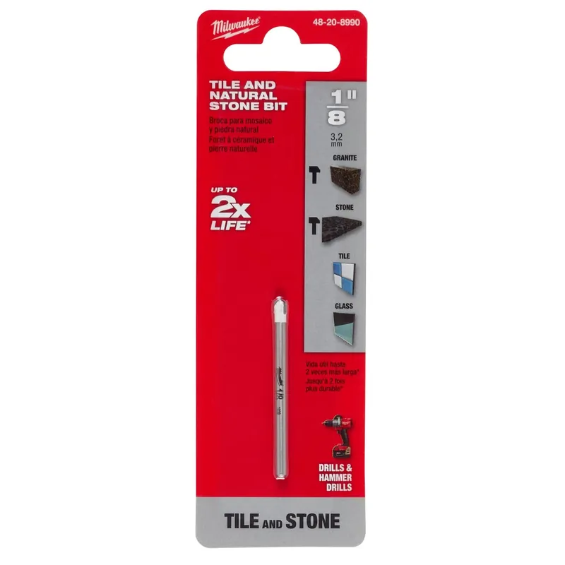 1/8 In. Carbide Tipped Drill Bit For Natural Stone, Glass, And Tile