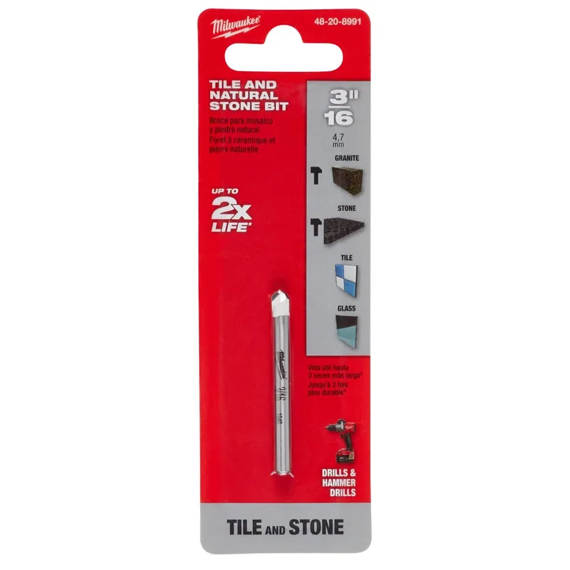 3/16 In. Carbide Tipped Drill Bit For Natural Stone, Glass And Tile