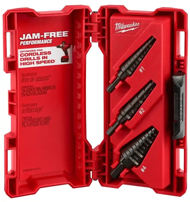 3-piece Black Oxide Step Drill Bit Set, 1 2 4, Dual Flute