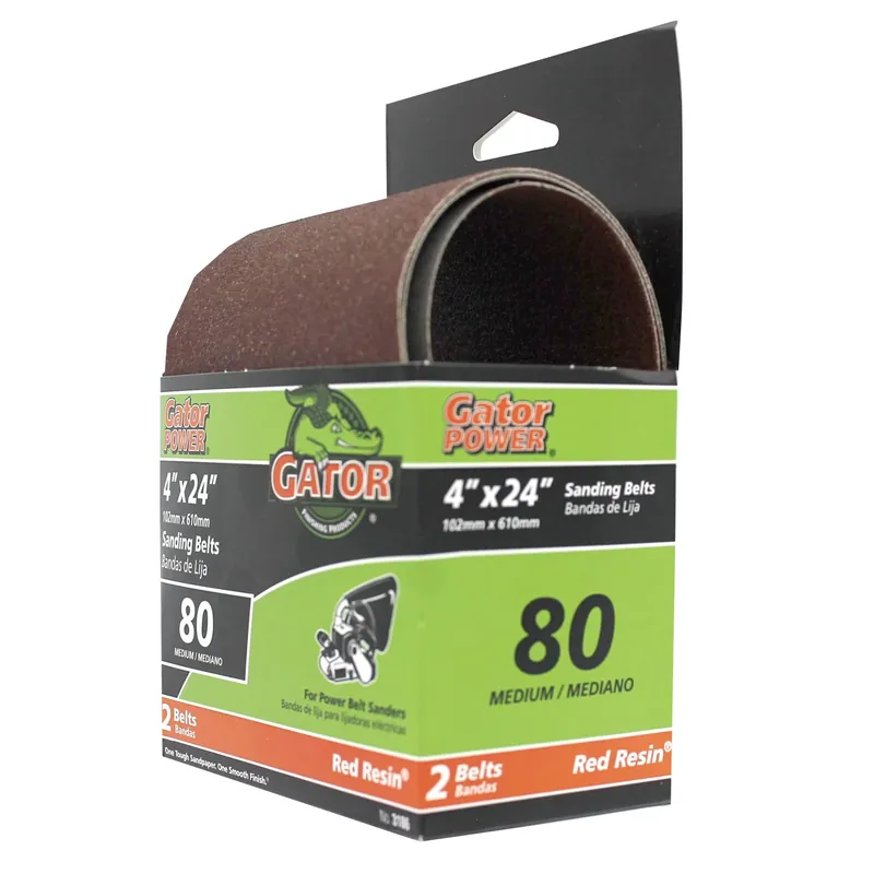 24 In. 31 L X 4 In. 31 W Aluminum Oxide Sanding Belt 80 Grit Medium 2 Pc