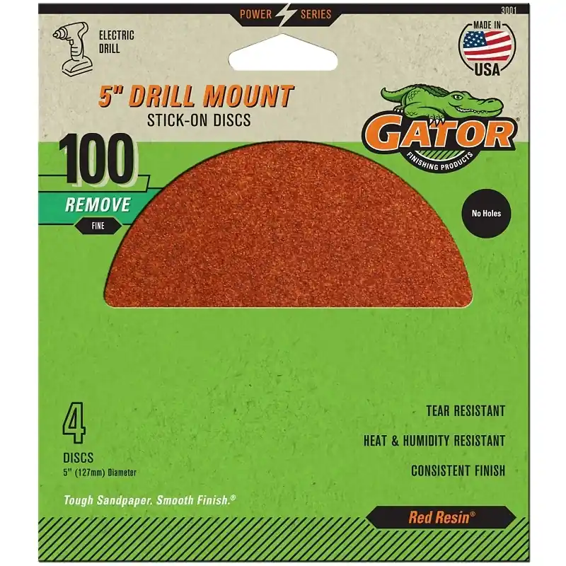 5 In. 31 Aluminum Oxide Adhesive Sanding Disc 100 Grit Medium 4 Pk