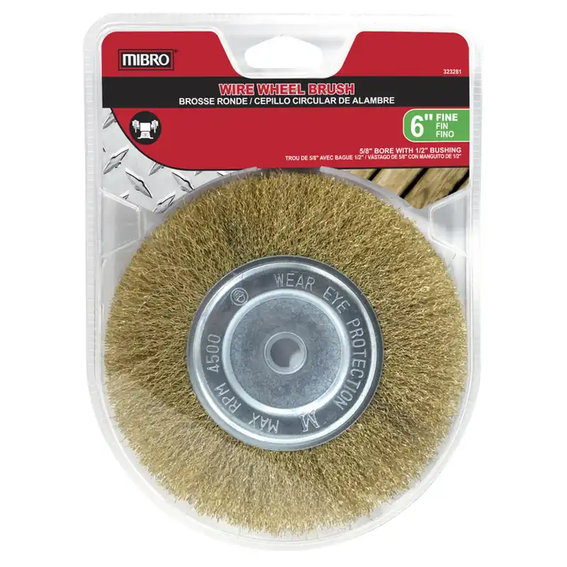 6 In. Fine Wire Wheel Brush Brass Coated Steel 4500 Rpm For Power Tools