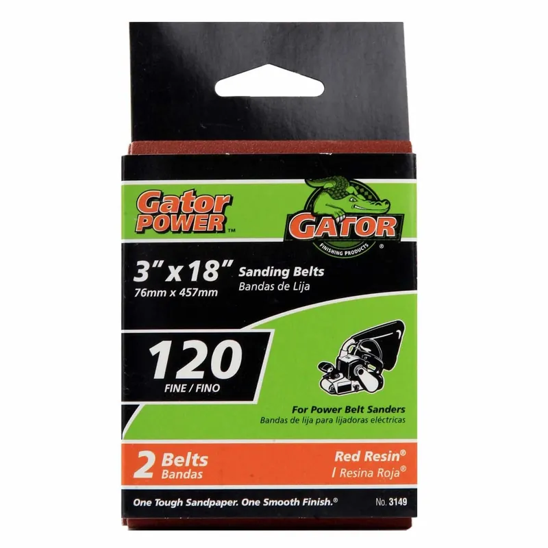 18 In. 31 L X 3 In. 31 W Aluminum Oxide Sanding Belt 120 Grit Fine 2 Pc