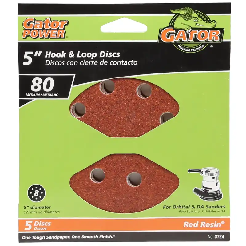 5 In. 31 Aluminum Oxide Hook And Loop Sanding Disc 80 Grit Medium 5 Pk
