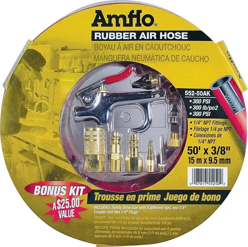 552-50ak-5 3/8 In. X 50 Ft. Rubber Air Hose Kit With Blow Gun