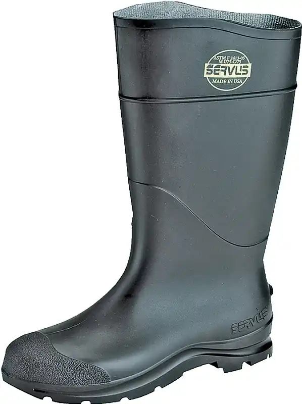 18822-5 16 Inch Black Pvc Plain Toe Knee Boot Size 5