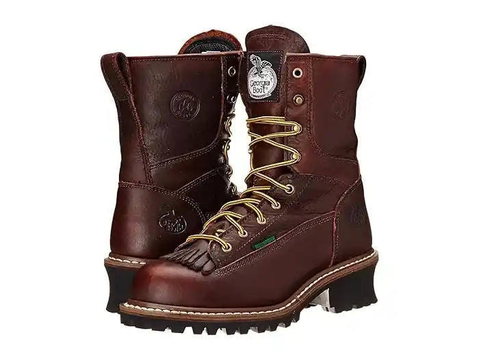 Georgia Men‘s Logger 8" Steel Toe Waterproof Work Boot G7313, Size 14, Brown