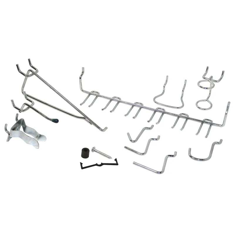 Zinc Plated Silver Steel Peg Hook Assortment 47 Pk