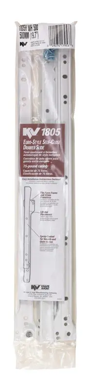 20 In. L Steel Self Close Drawer Slide 2 Pk