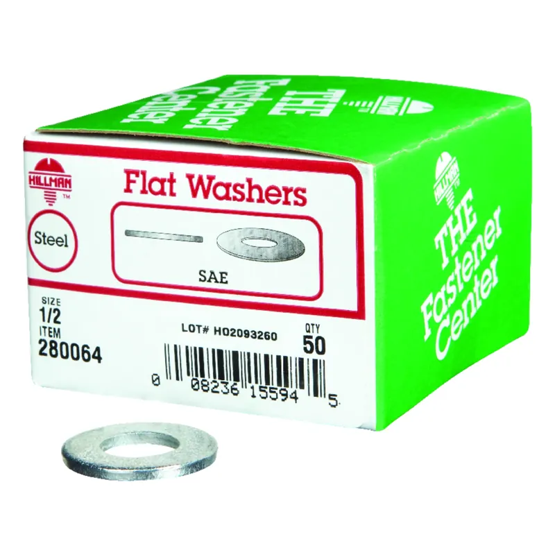 Zinc-plated Steel 1/2 In. Sae Flat Washer 50 Pk