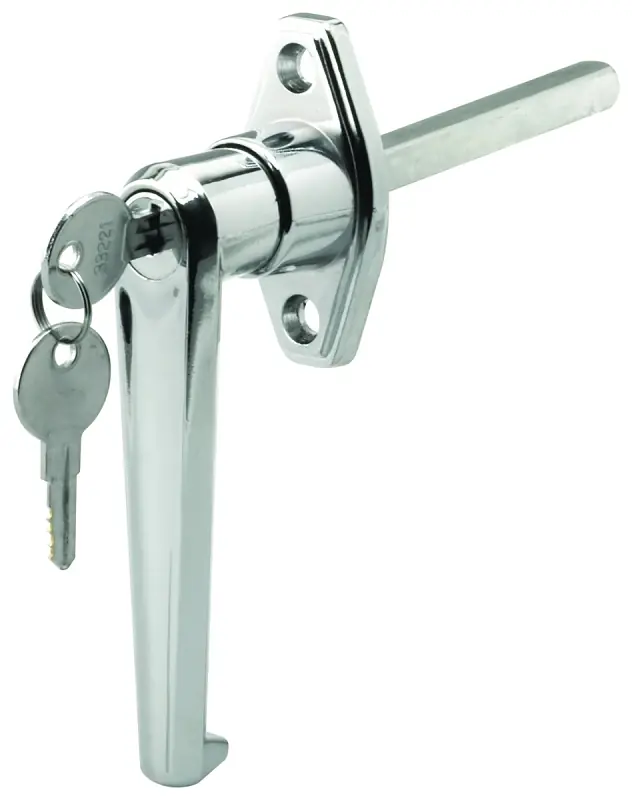 Garage Door Handle Lock, Keyed, Diecast Zinc, Chrome Plated