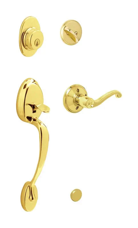 Plymouth Flair Bright Brass Entry Handleset 1-3/4 In. Ansi Grade 2