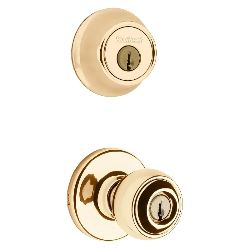 Security Polo Entry Lockset And Deadbolt Combo Pack, Brass