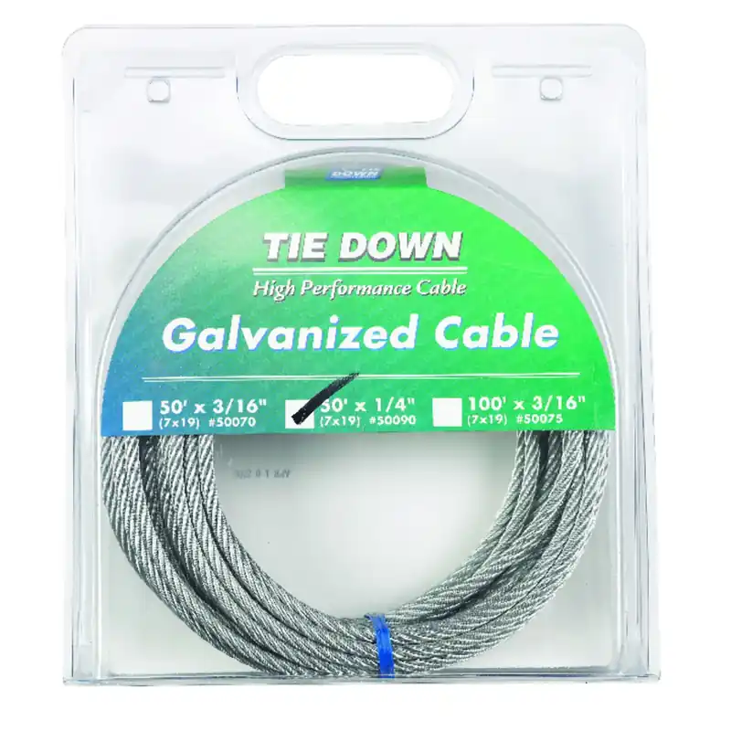 Galvanized Steel 1/4 In. Diameter X 50 Ft. Length Aircraft Cable