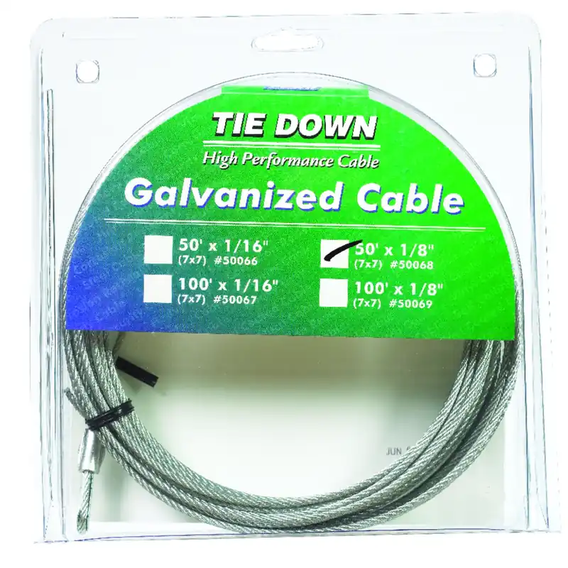 Galvanized Steel 1/8 In. Diameter X 50 Ft. Length Aircraft Cable