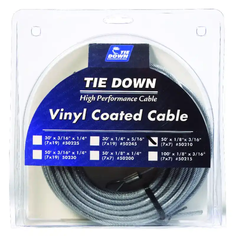 Vinyl Coated Galvanized Steel 1/8 In. Diameter X 50 Ft. Length Aircraft Cable