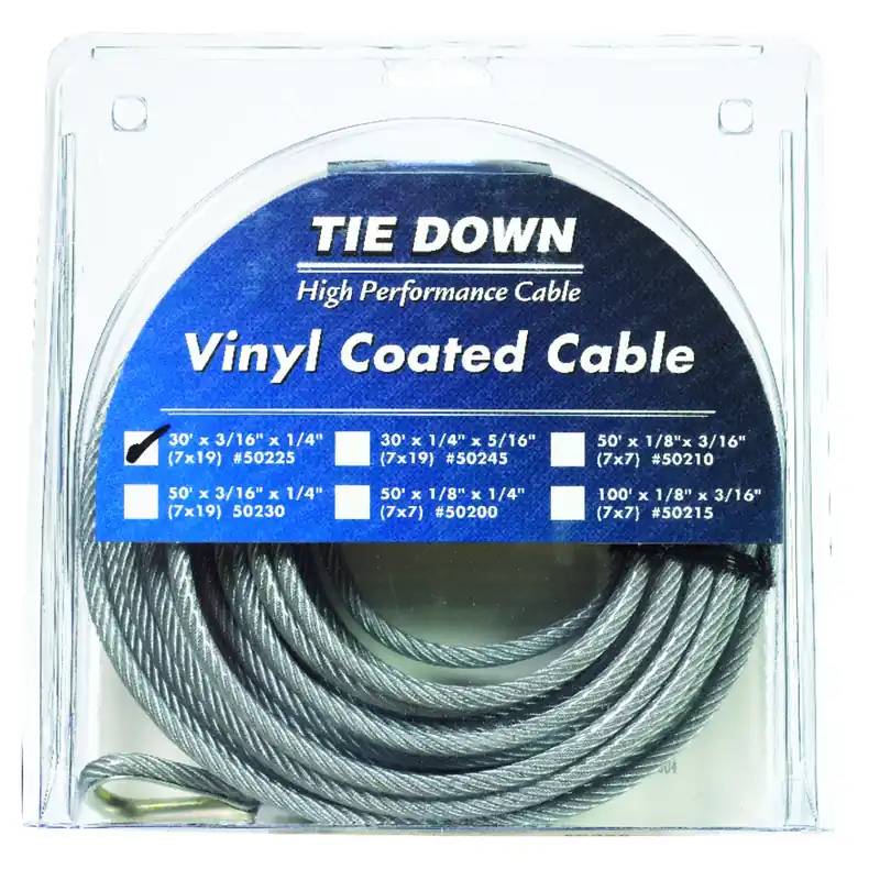 Vinyl Coated Galvanized Steel 3/16 In. Diameter X 30 Ft. Length Aircraft Cable