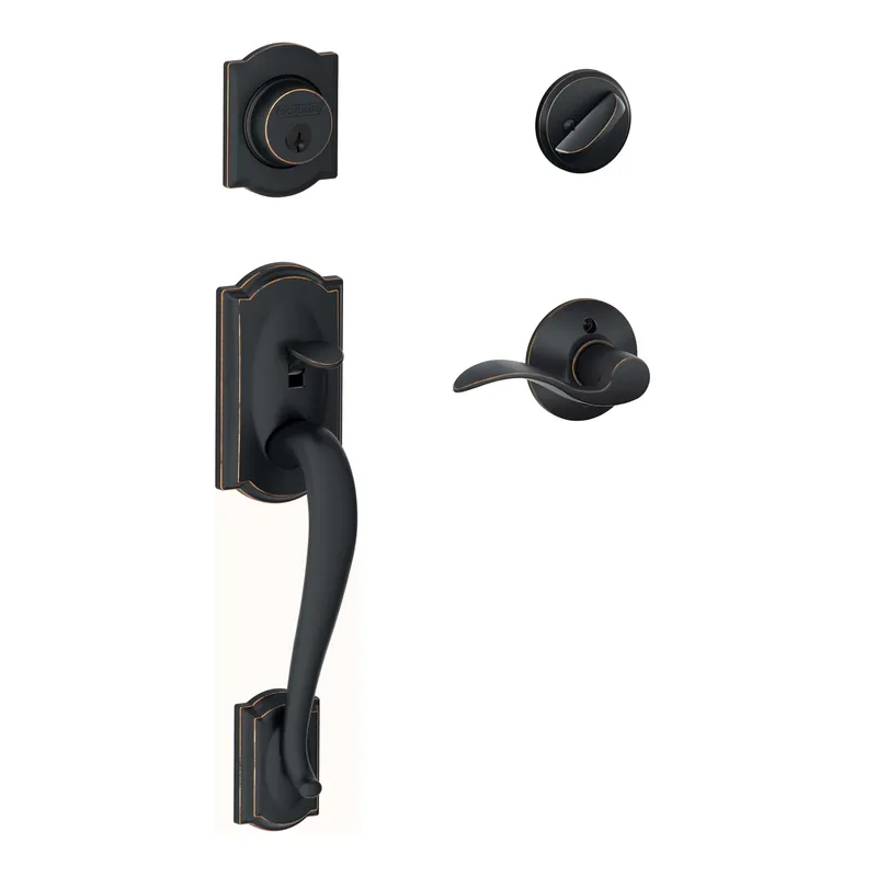 Camelot Handleset, Single Cylinder, Aged Bronze
