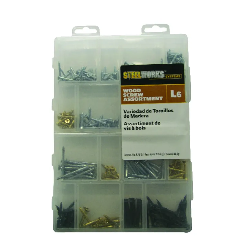 L6 Assorted X Assortment In. L Phillips Zinc-plated Coarse Wood Screw Assortment 360 Pk