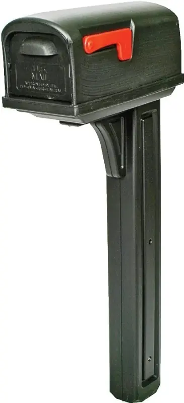 Classic All-in-one Mailbox And Post Cover Combo, Black Plastic
