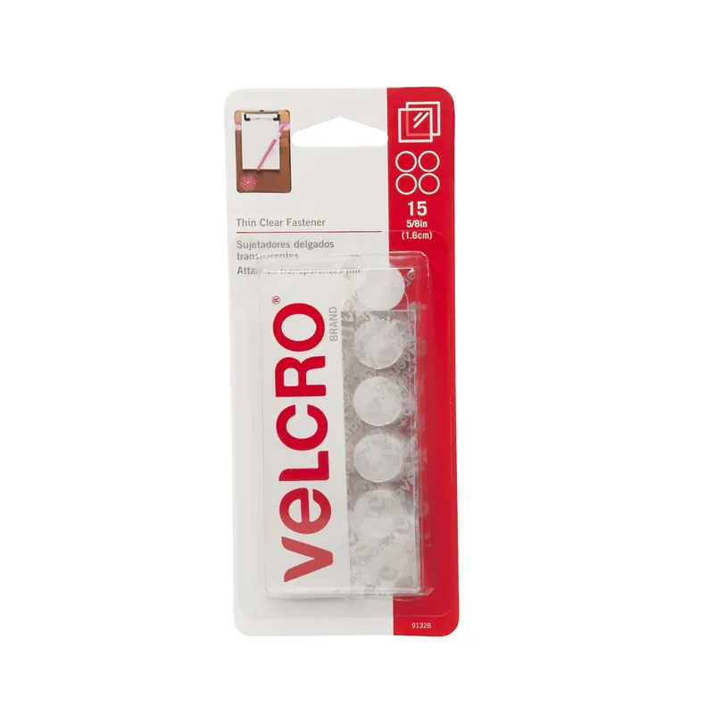 Thin Clear Small Nylon Hook And Loop Fastener 5/8 In. L 15 Pk