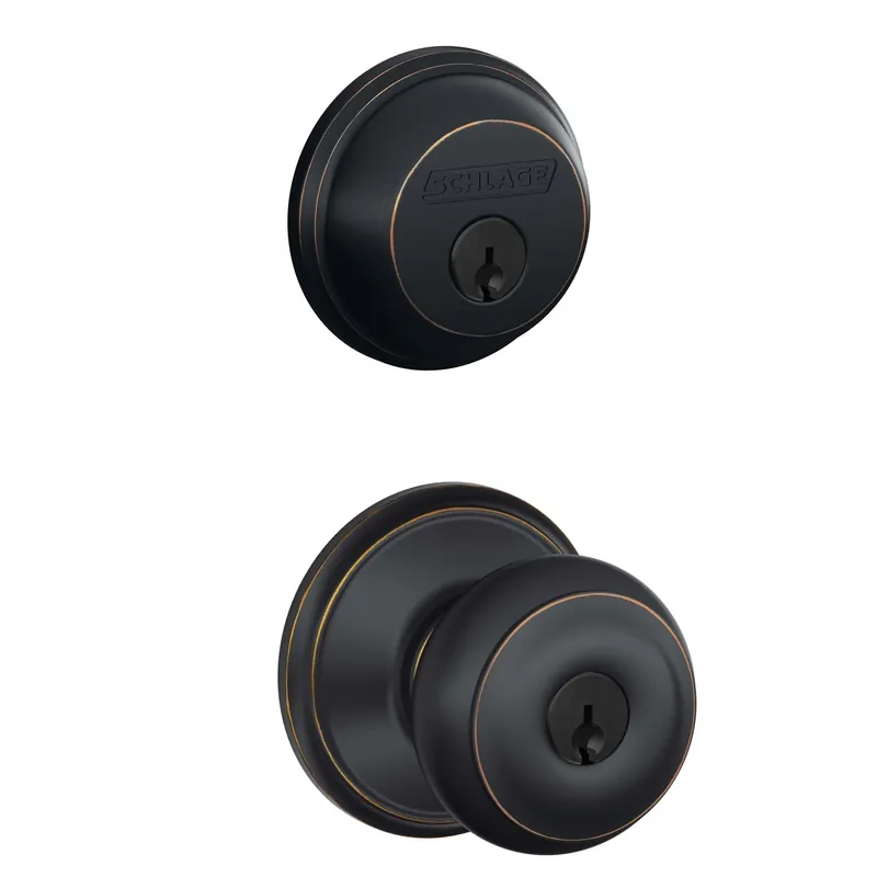 Aged Bronze Georgian Design Combination Keyed Entry Lockset And Deadbolt