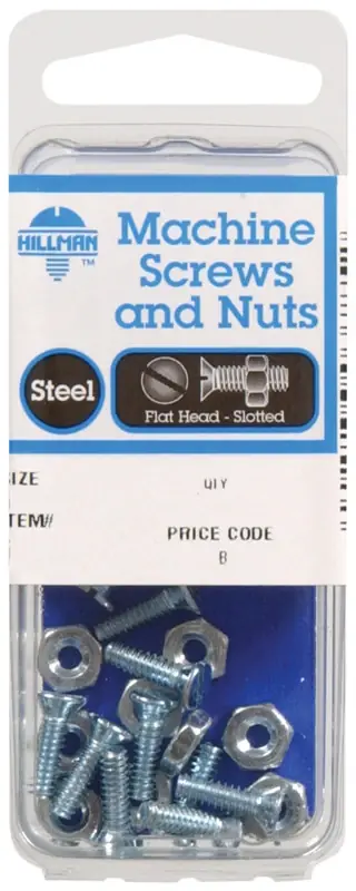 No. 10-24 Ga. X 1-1/2 In. L Slotted Flat Head Zinc-plated Steel Machine Screws 8 Pk