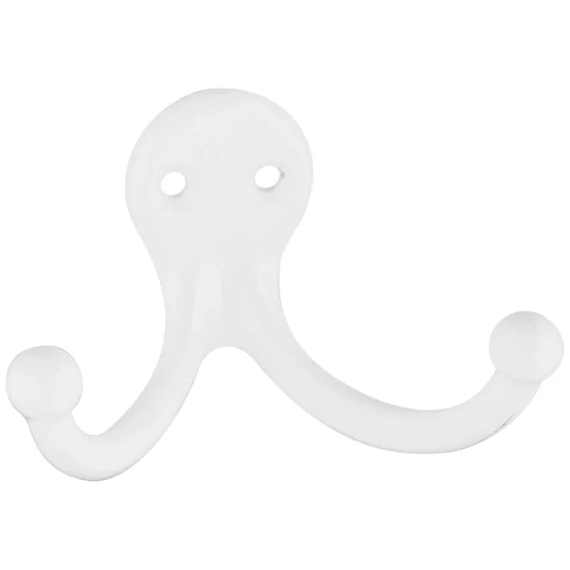 4 In. L White Zinc Double Clothes Hook 35 Lb. Cap. 1 Pk