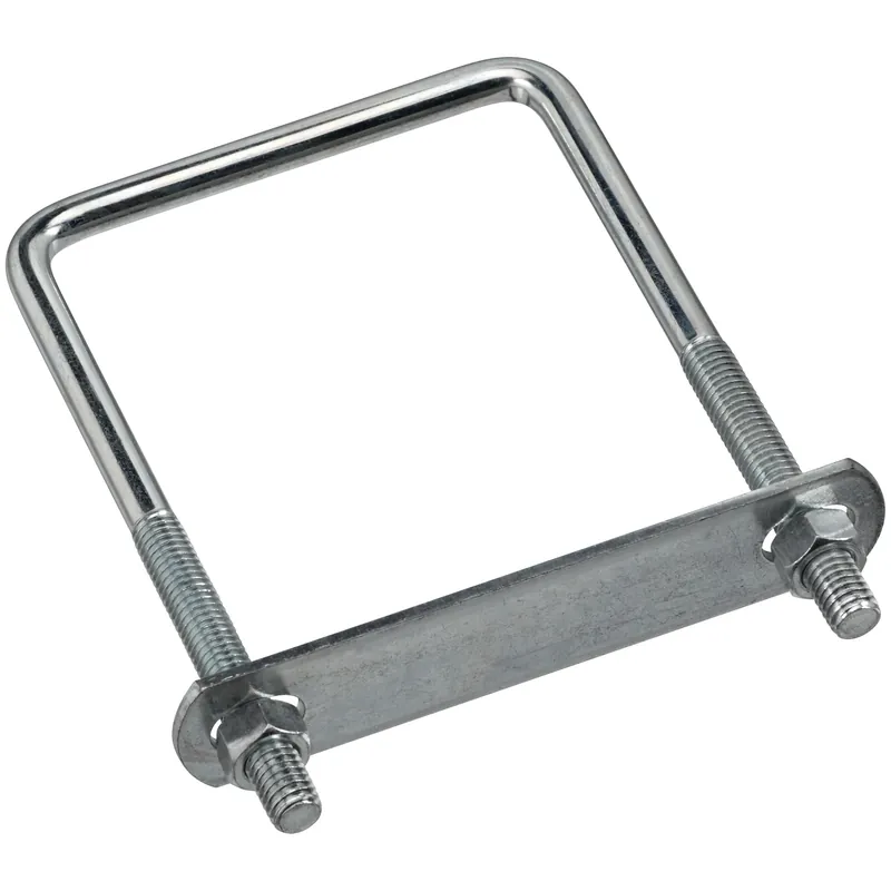 Square U Bolt With Plate & Hex Nuts, Zinc, 3/8 X 3-5/8 X 6 In.