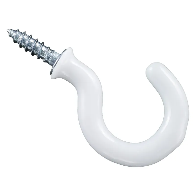 Vinyl Coated White Steel 1 In. L Cup Hook 13 Lb 30 Pk