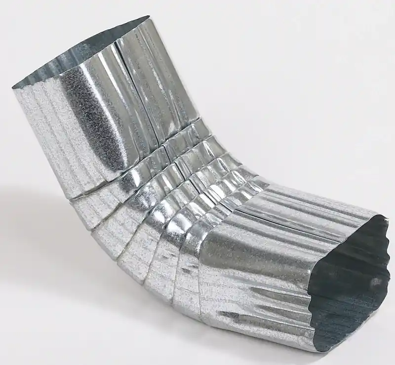 Gutter Front Elbow, Style A, 75 Degree, Mill Finish Galvanized Steel, 2 X 3 In.