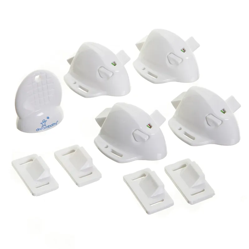Adhesive Mag Lock White Plastic Adhesive Magnetic Cabinet Locks 5 Pk
