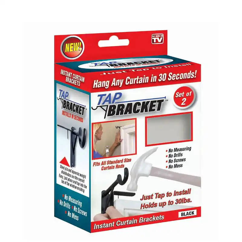 As Seen On Tv Black Steel Curtain Bracket 30 Lb
