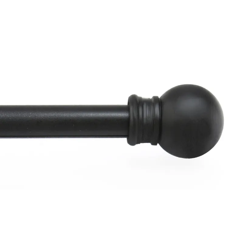 Black Fiona Adjustable Cafe Rod 28 To 48 Inches Long With Decorative Finials