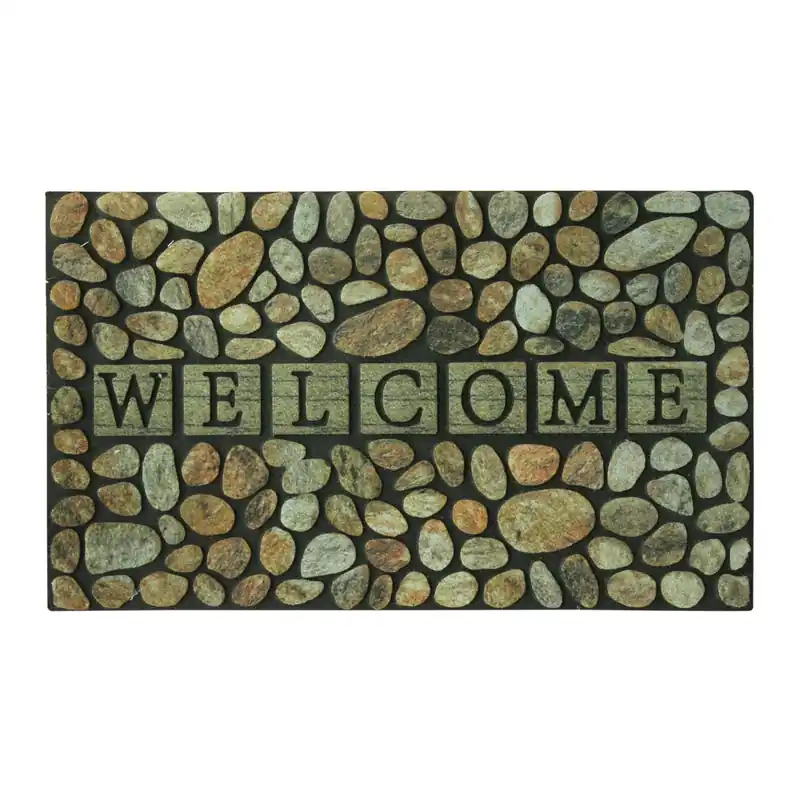 Doormat, Recycled Rubber, Pebble Stone, 18 X 30-in.