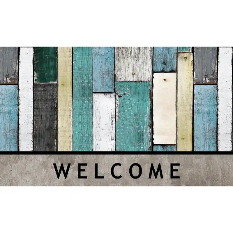 Welcome Doormat, Wood Plank, Recycled Rubber, 18 X 30-in.