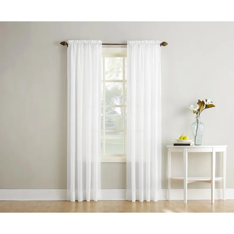 Reno White Curtain Panel 102 In. W X 84 In. L - Elegant Light Filtering Drapery