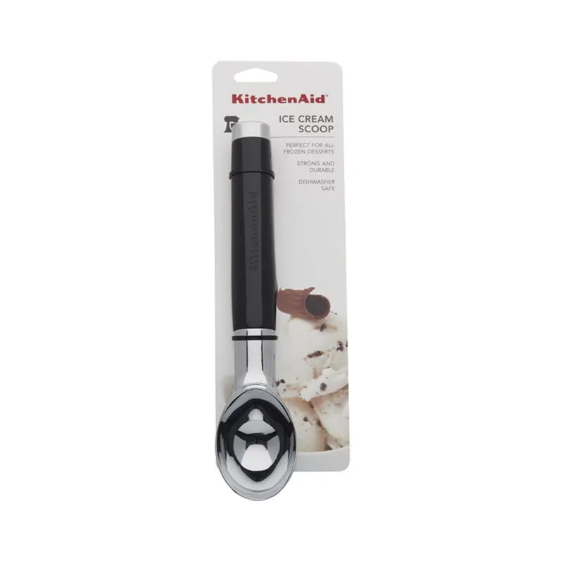 8.5 Inch Black Ice Cream Scoop With Ergonomic Handle And Stainless Steel Head